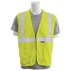 ERB - Class 2 Inherentaly Flame Resistant Zippered Mesh Safety Vest, Hi Vis Lime