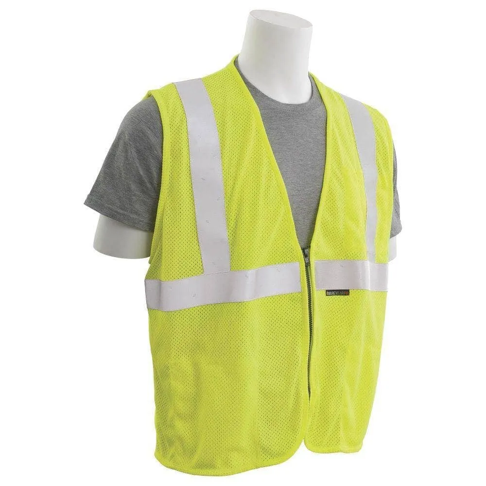 ERB - Class 2 Inherentaly Flame Resistant Zippered Mesh Safety Vest, Hi Vis Lime