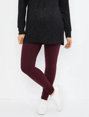 Essential Stretch Secret Fit Belly Maternity Leggings in Pinot Noir