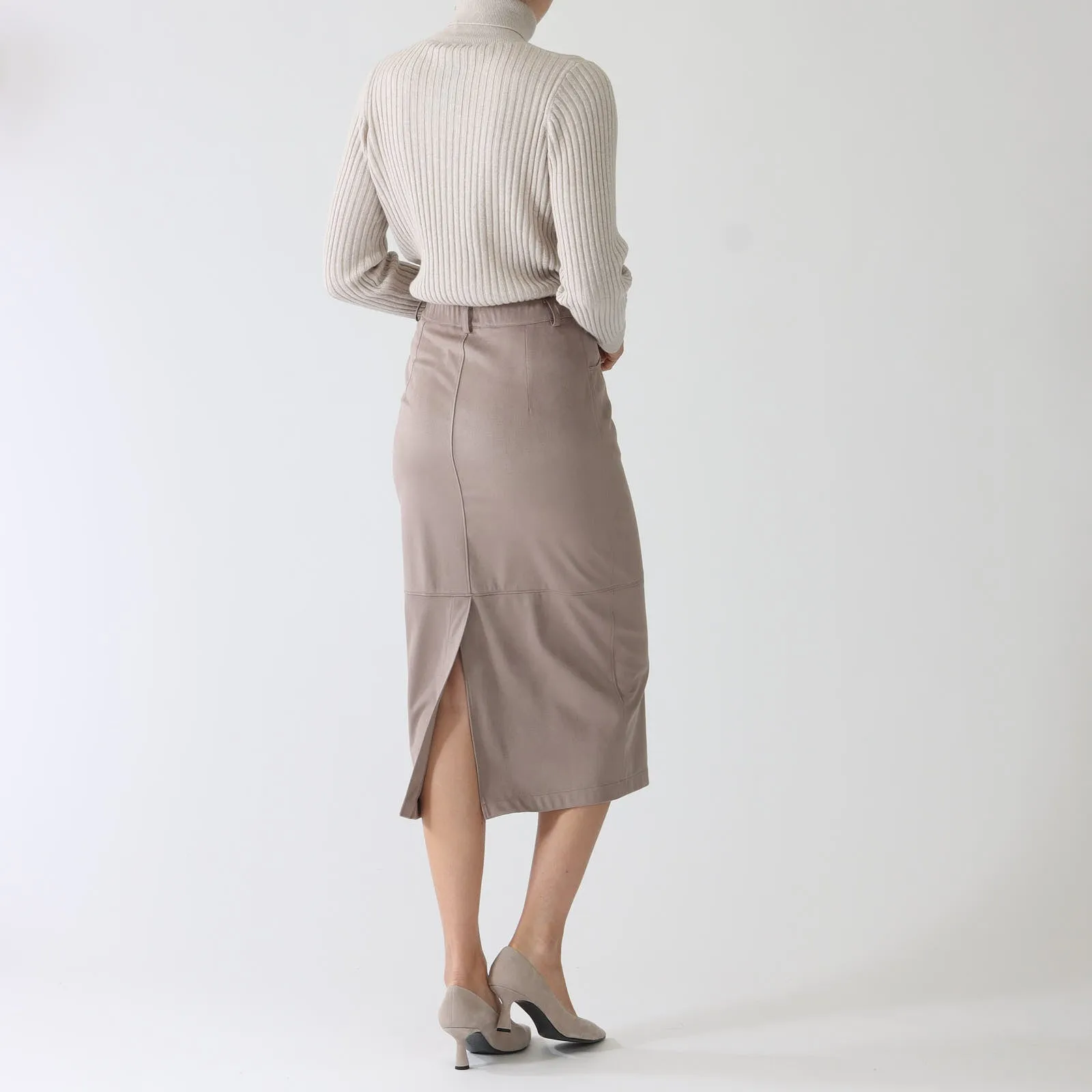 Fango Faux Suede Midi Skirt