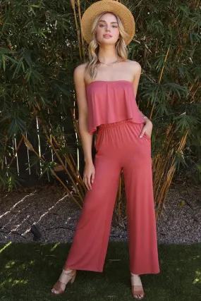 Farrah Flare Tube Top Jumpsuit