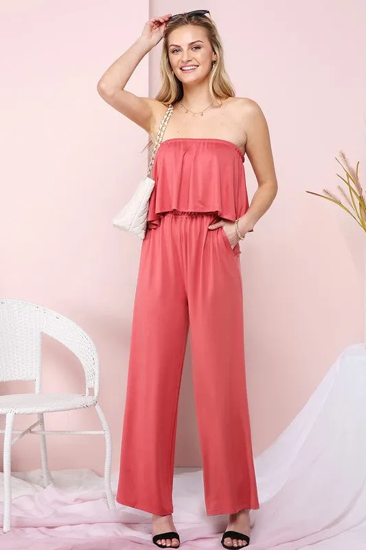 Farrah Flare Tube Top Jumpsuit