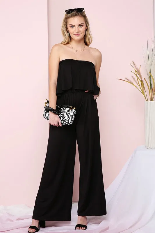 Farrah Flare Tube Top Jumpsuit