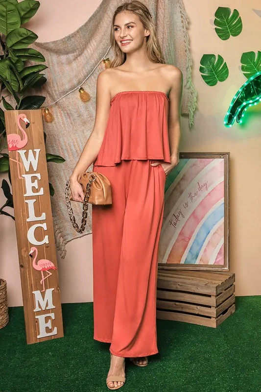 Farrah Flare Tube Top Jumpsuit