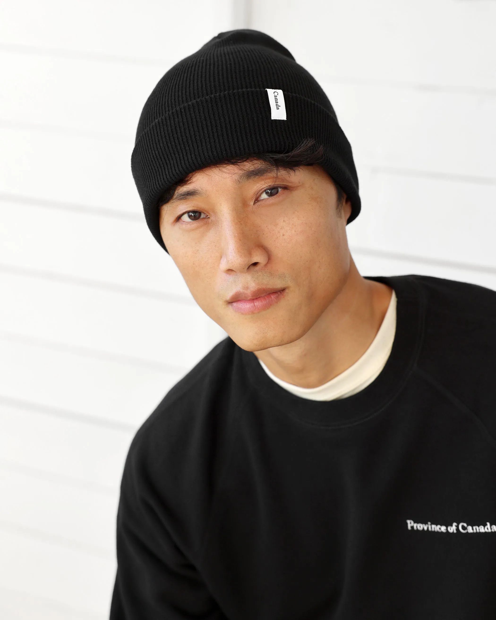 Fine Ribbed Cotton Toque Black