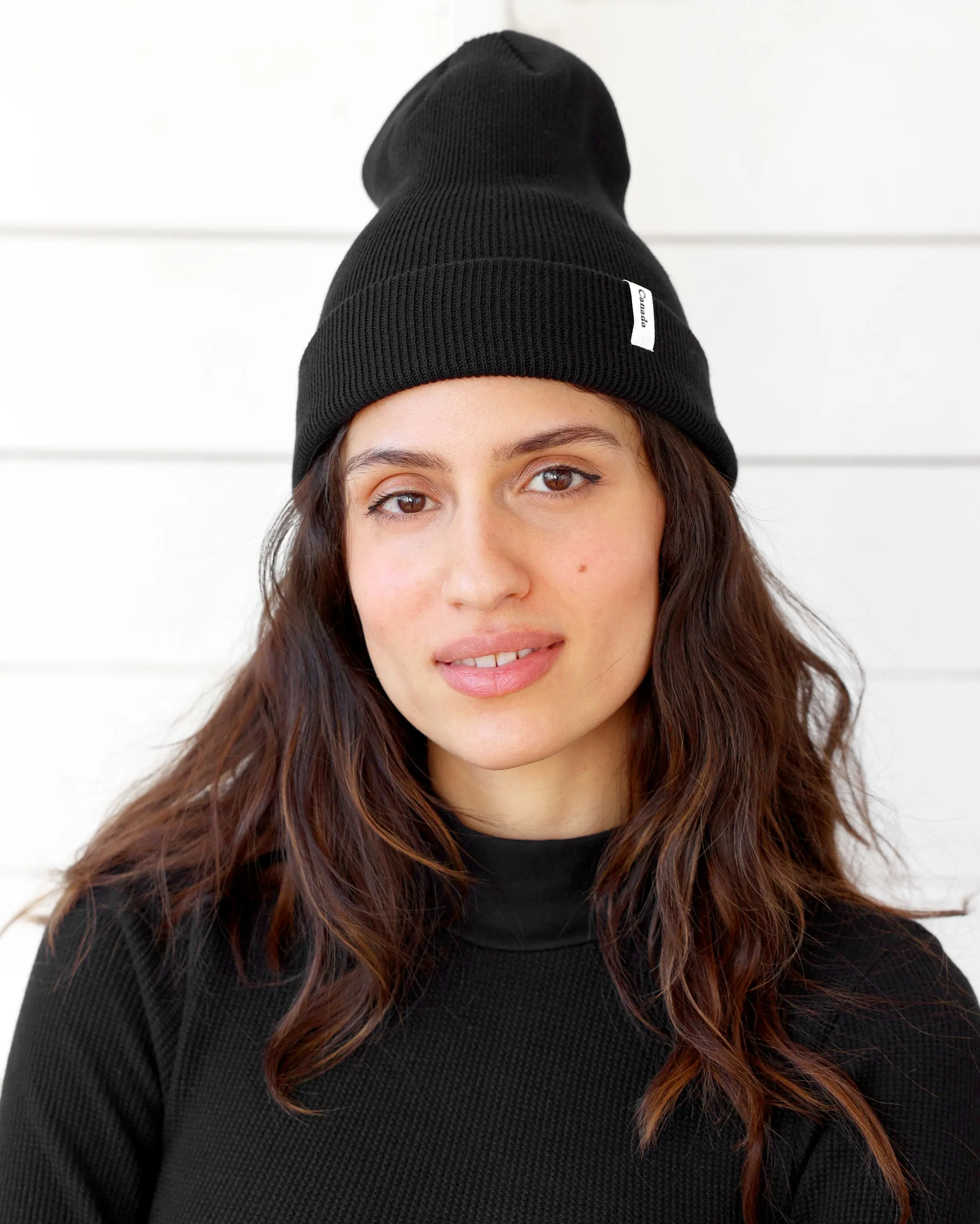 Fine Ribbed Cotton Toque Black