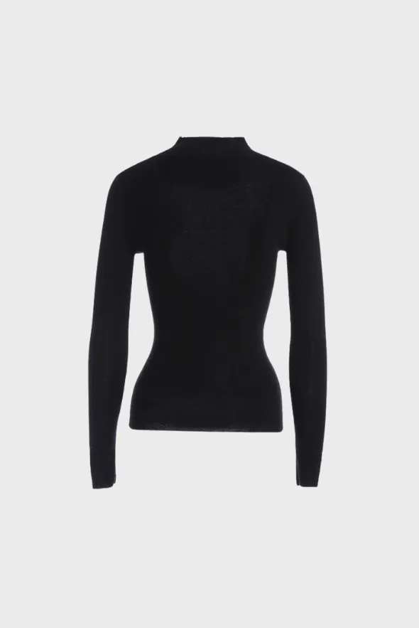 Fitted Mock-Neck Merino Sweater