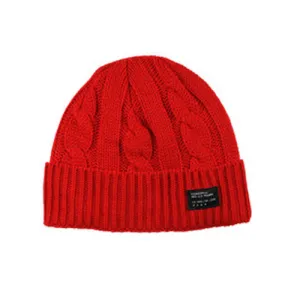 Fourstar Cable Knit Fold Beanie Red