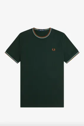 Fred Perry Twin Tipped T-Shirt/Night Green/Silver/Marmalade - New AW24