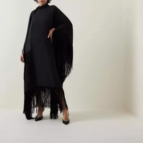 Fringed Formal Black MIDI Coco Bella Silk Blend kaftan Maxi