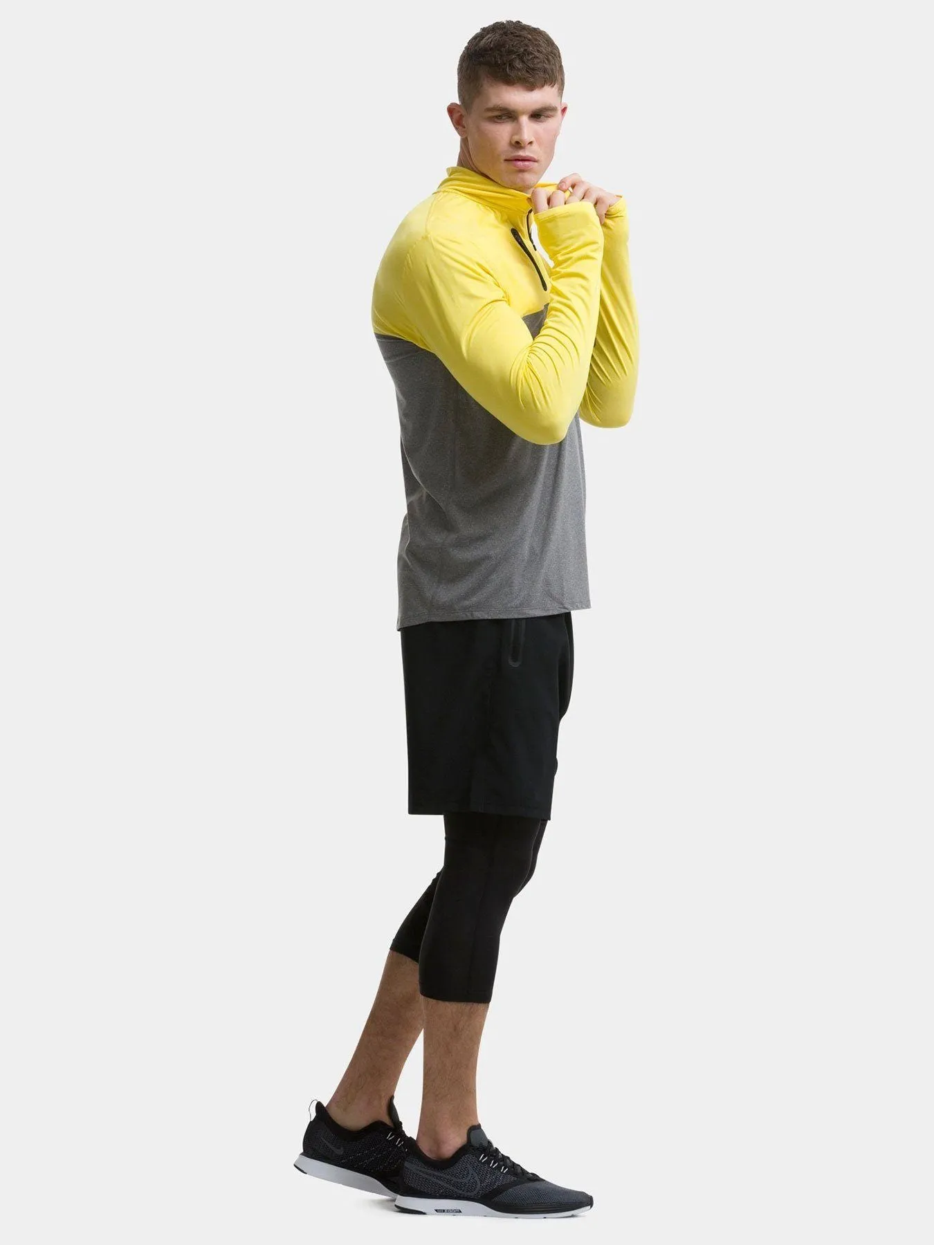 Fusion Half Zip Running Top For Men With Thumbholes & Chest Zip Pocket