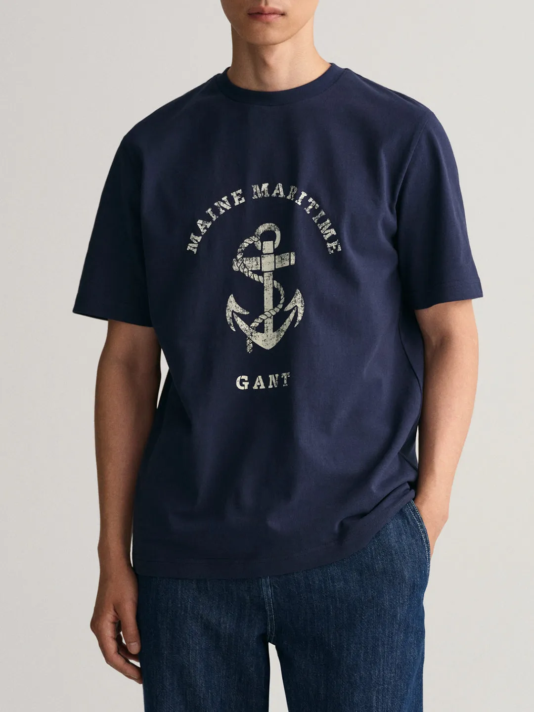 Gant Blue Printed Regular Fit T-Shirt