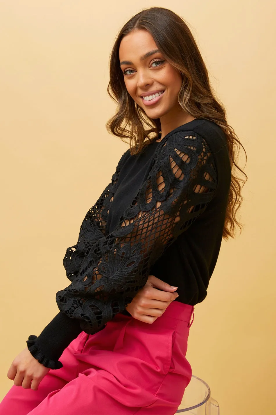 GARNET LACE SLEEVES KNIT JUMPER