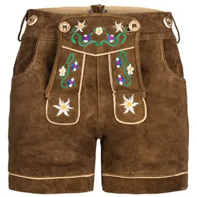 Gaudi-Leathers Women's Traditional Shorts Embroidery 34 Light Brown