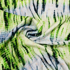 Green & Blue Shibhori Print Russian Jacquard Fabric