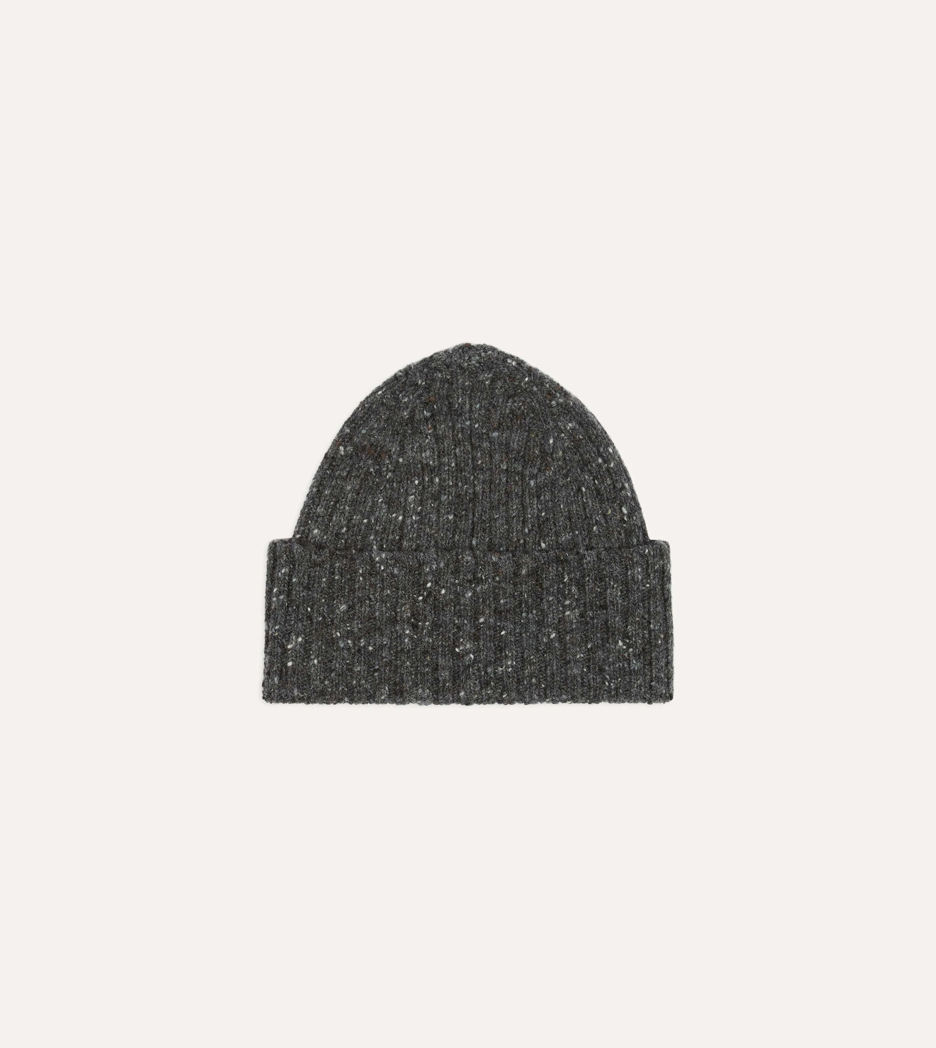 Grey Donegal Ribbed Merino Knit Cap