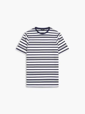 Grey Stripe Organic Cotton Crew Neck T-Shirt