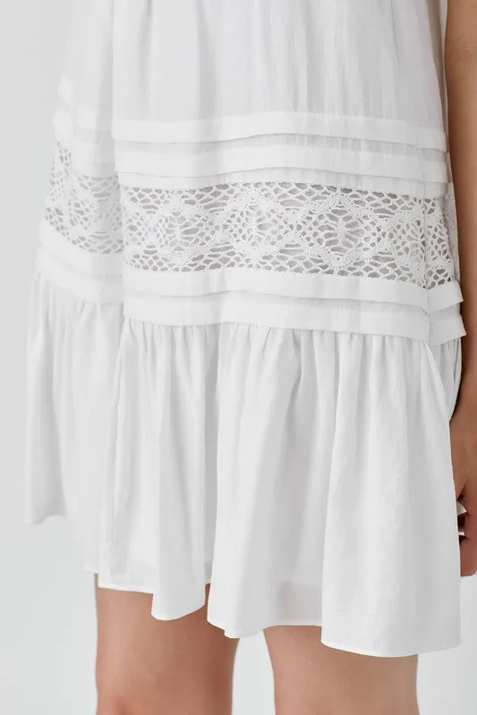 Halter Neck Trim Lace with Folded Detail Dress