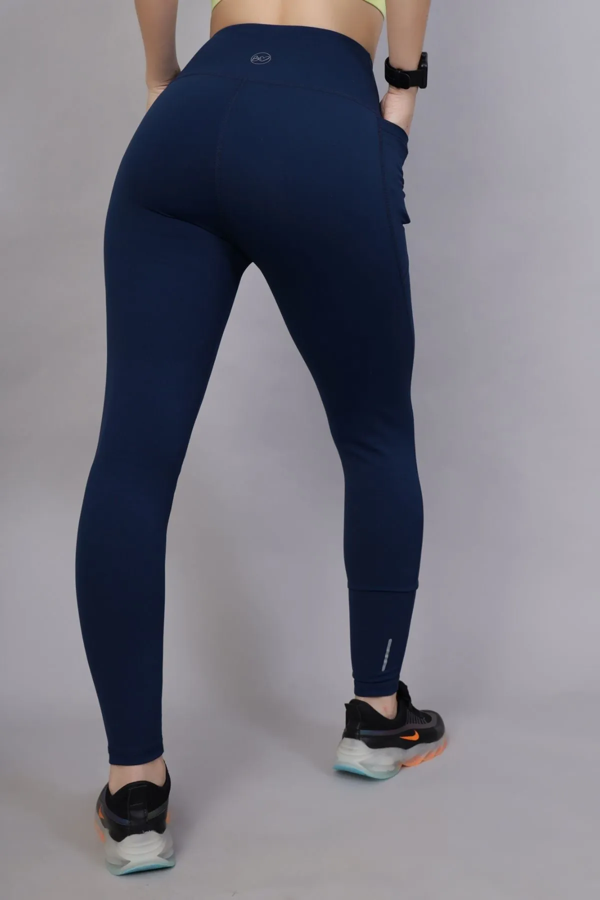 High Waisted Gentle Compression Navy Blue Postpartum Leggings