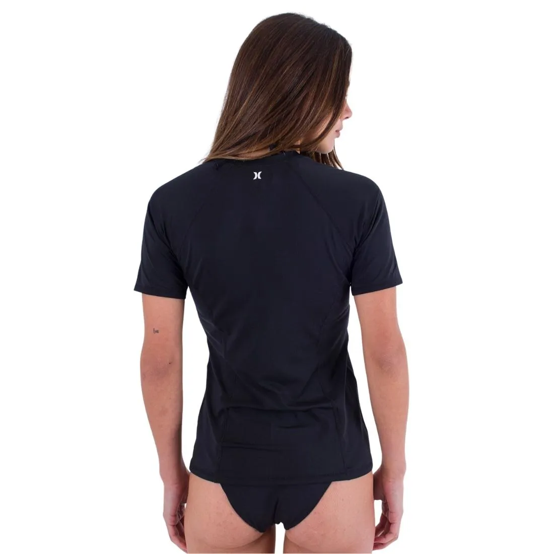 Hurley Womens One & Only Short Sleeve UV Rashguard - Black