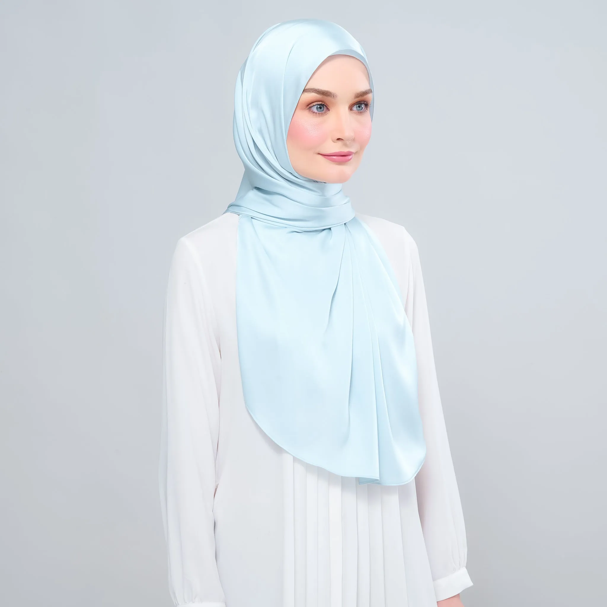 Instant Tag n' Go Shawl  | Satin Silk in Mint Blue