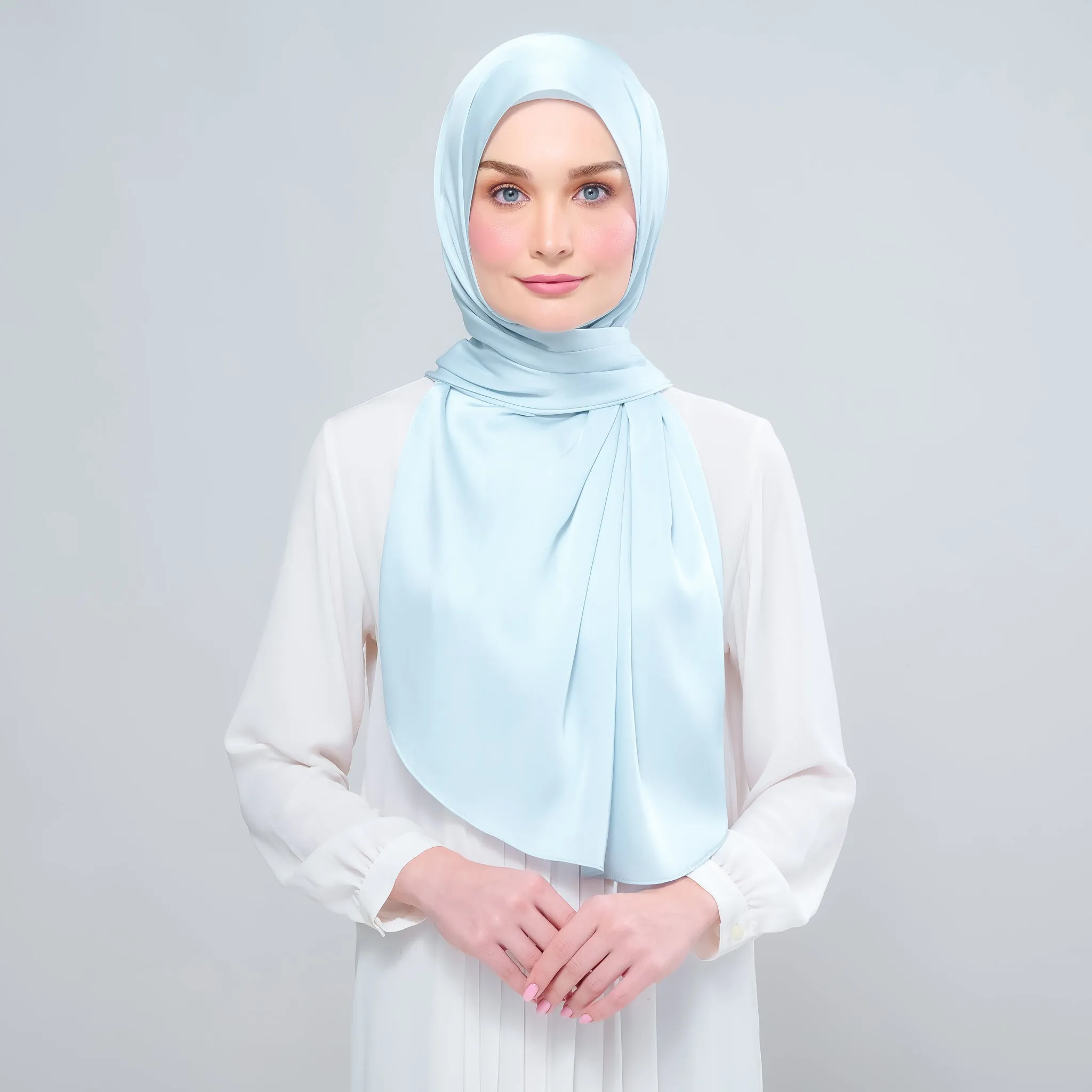 Instant Tag n' Go Shawl  | Satin Silk in Mint Blue