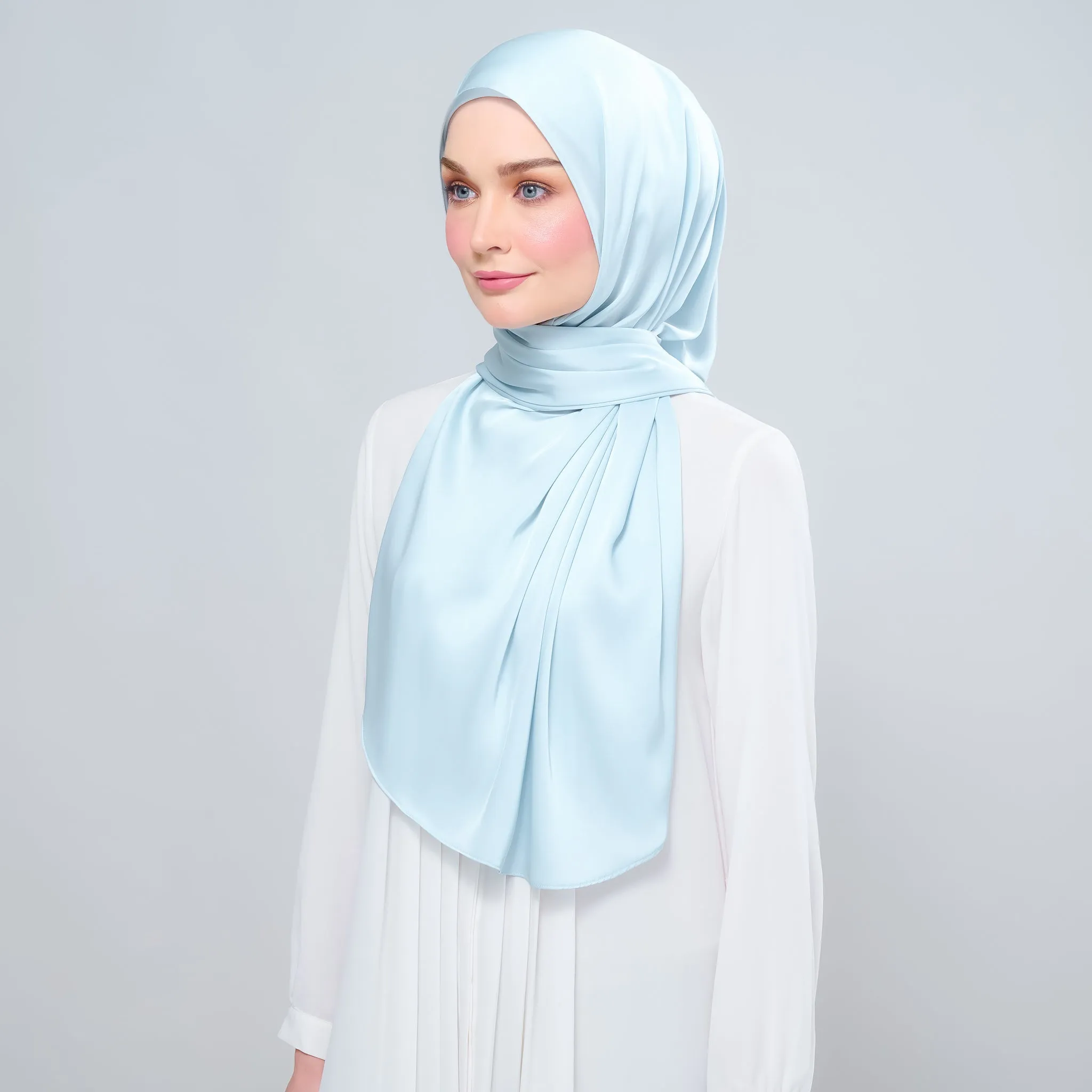 Instant Tag n' Go Shawl  | Satin Silk in Mint Blue