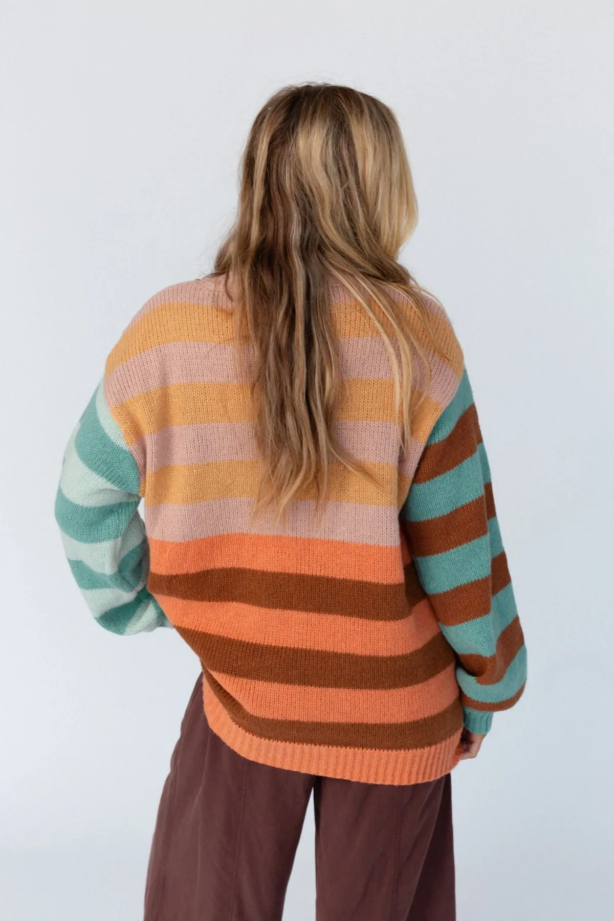 Its A Win Striped Sweater - Apricot Multi