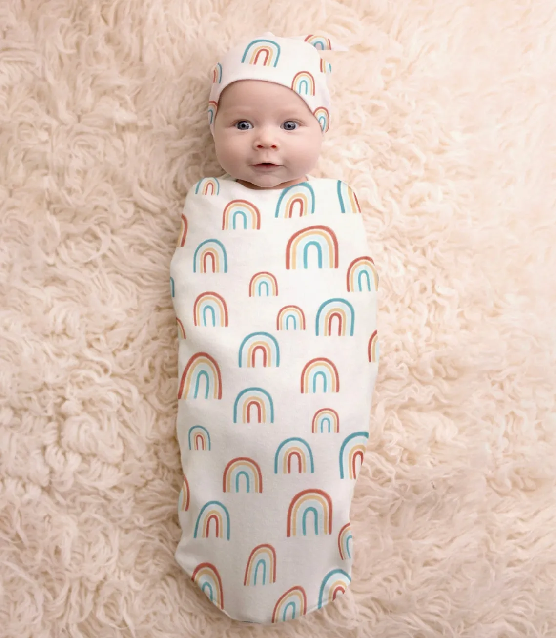 Itzy Ritzy Cutie Cocoon™ Matching Cocoon & Hat Set - Over The Rainbow