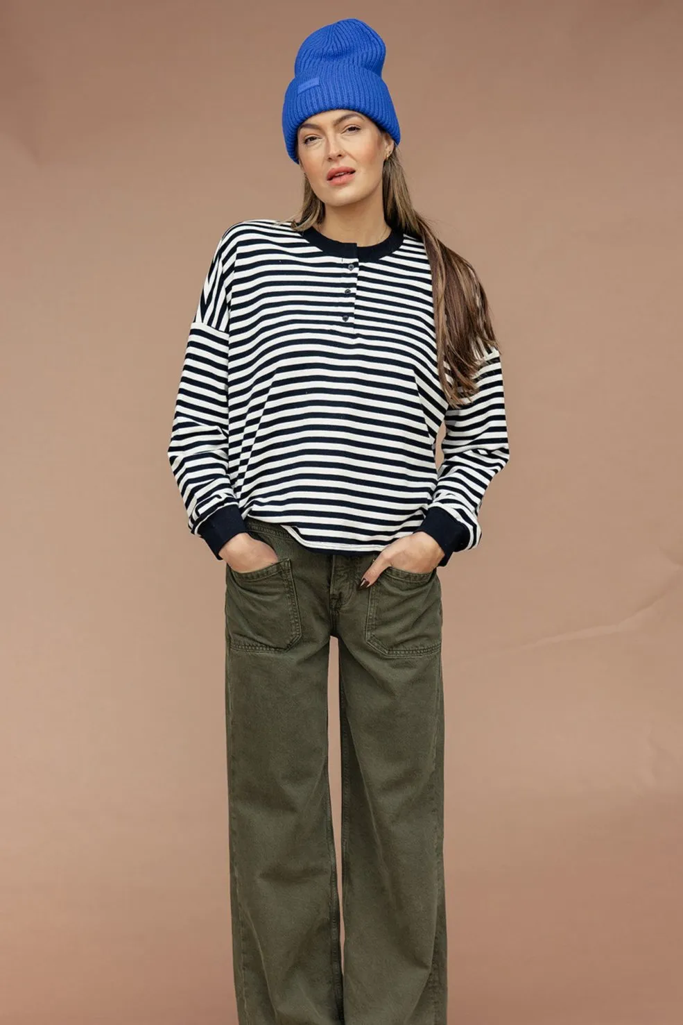 Jaelyn Henley Striped Pullover