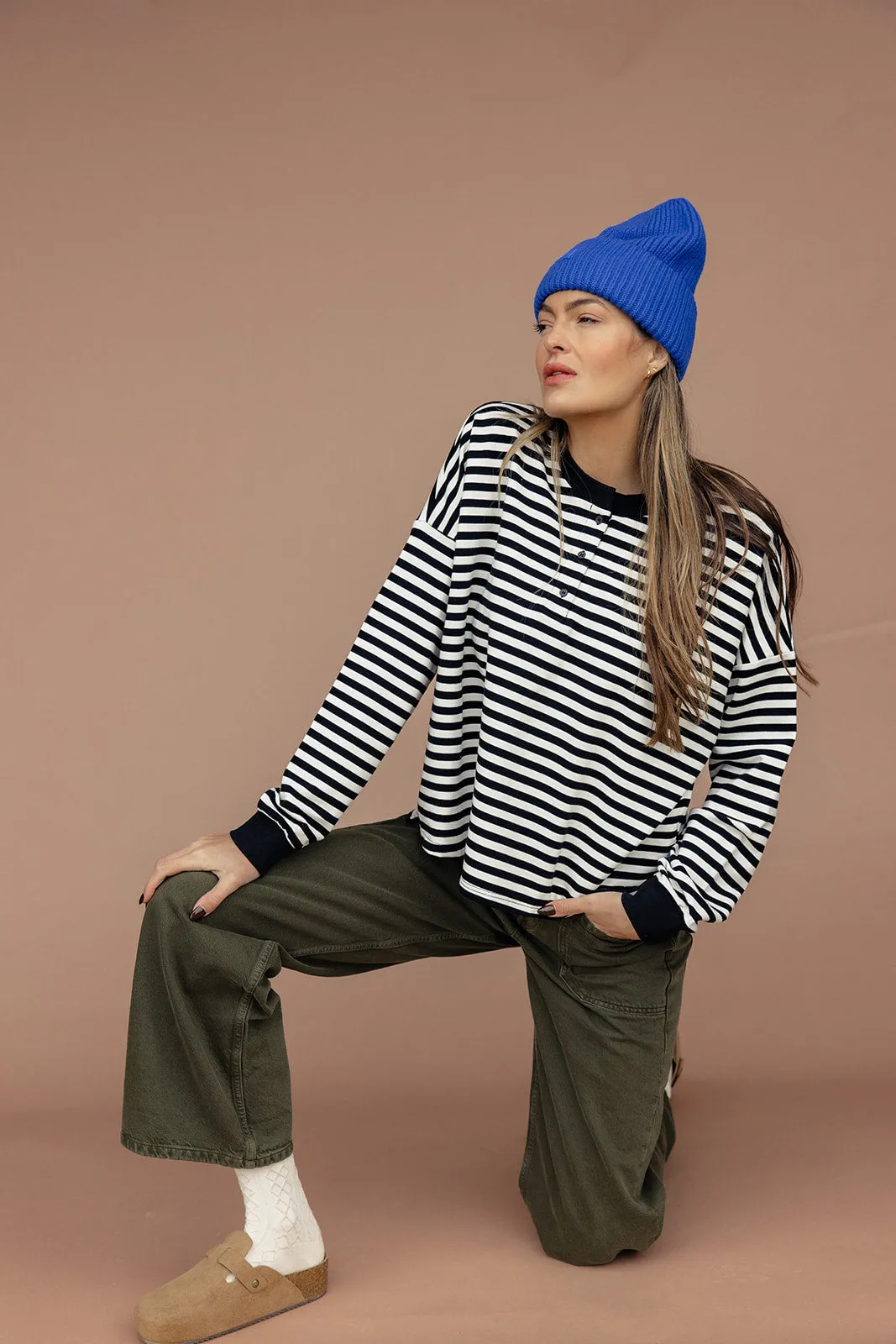 Jaelyn Henley Striped Pullover