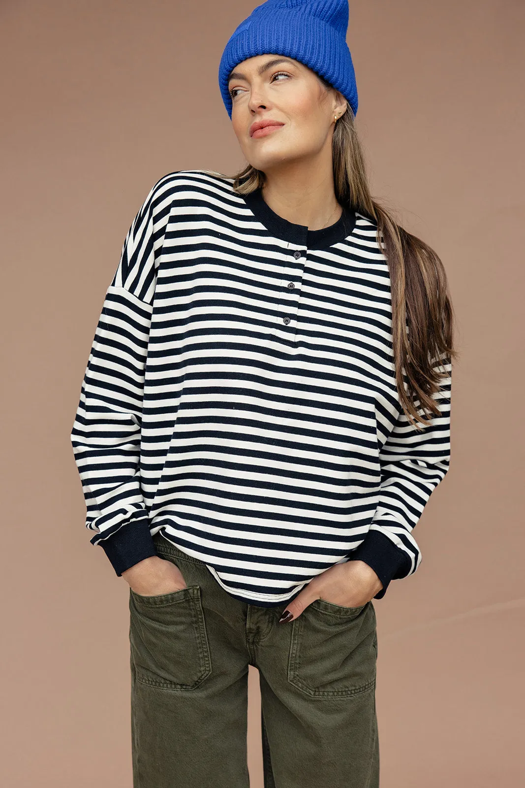 Jaelyn Henley Striped Pullover