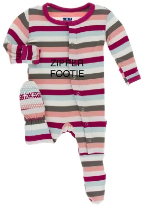 KicKee Pants Geology Stripe Footie with Zipper