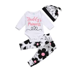 Kid Baby Girl 3pcs Floral Clothes Jumpsuit Cotton Romper Long Pants Outfits