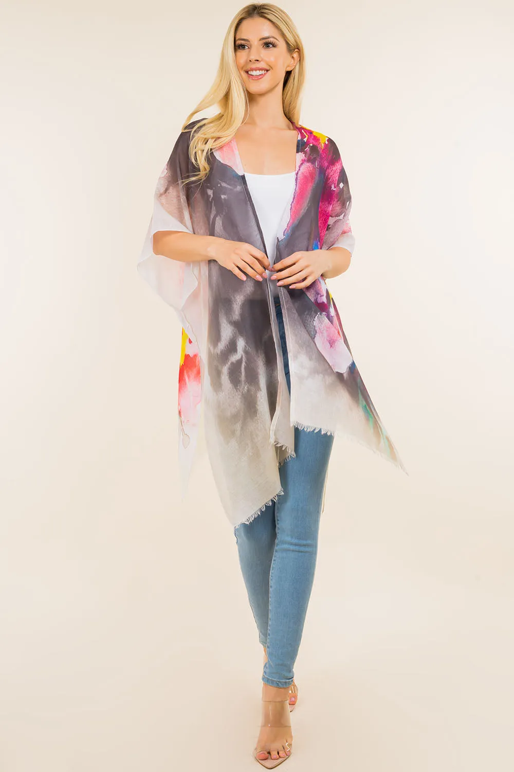 KP-4143 colorful ombre kimono