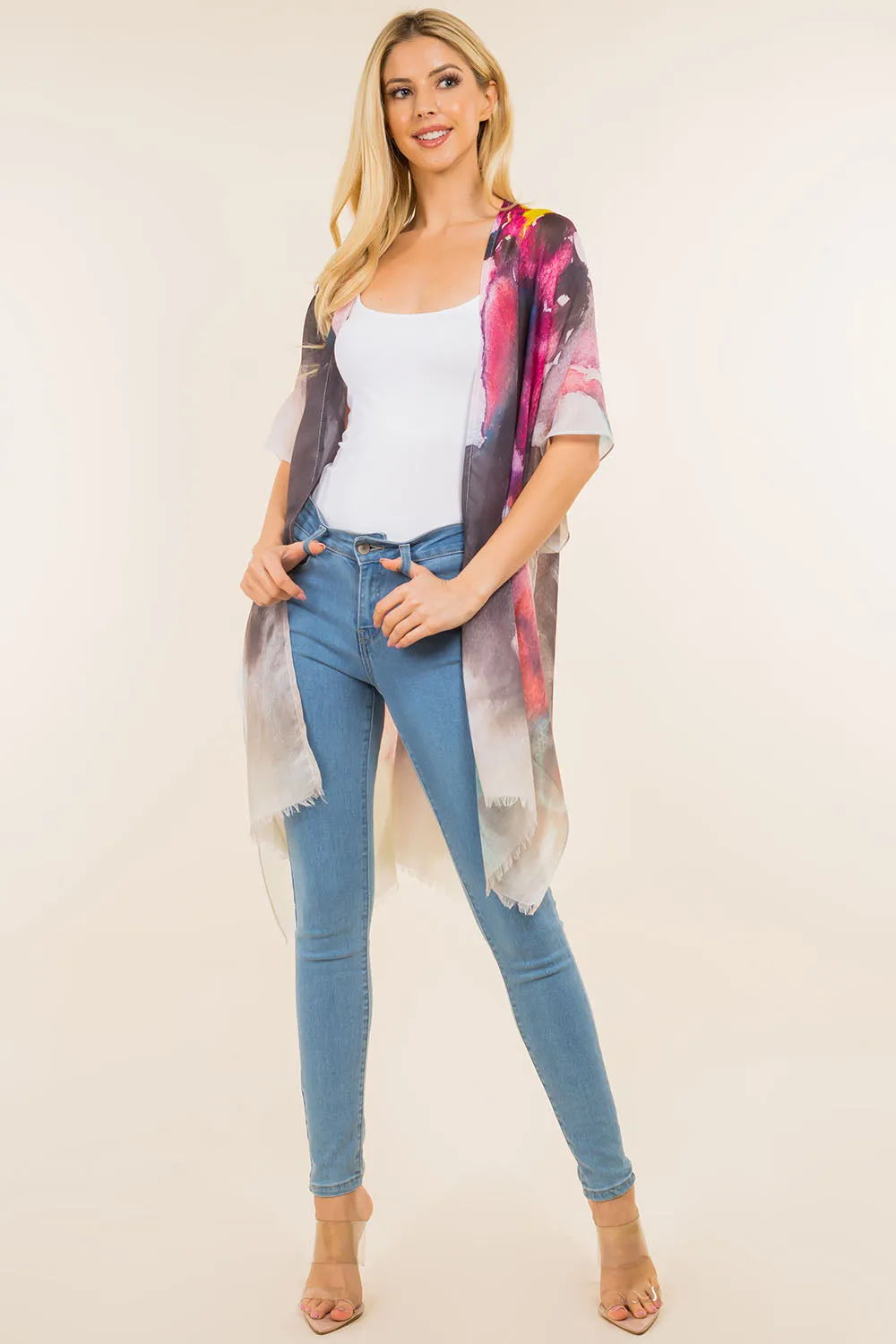 KP-4143 colorful ombre kimono