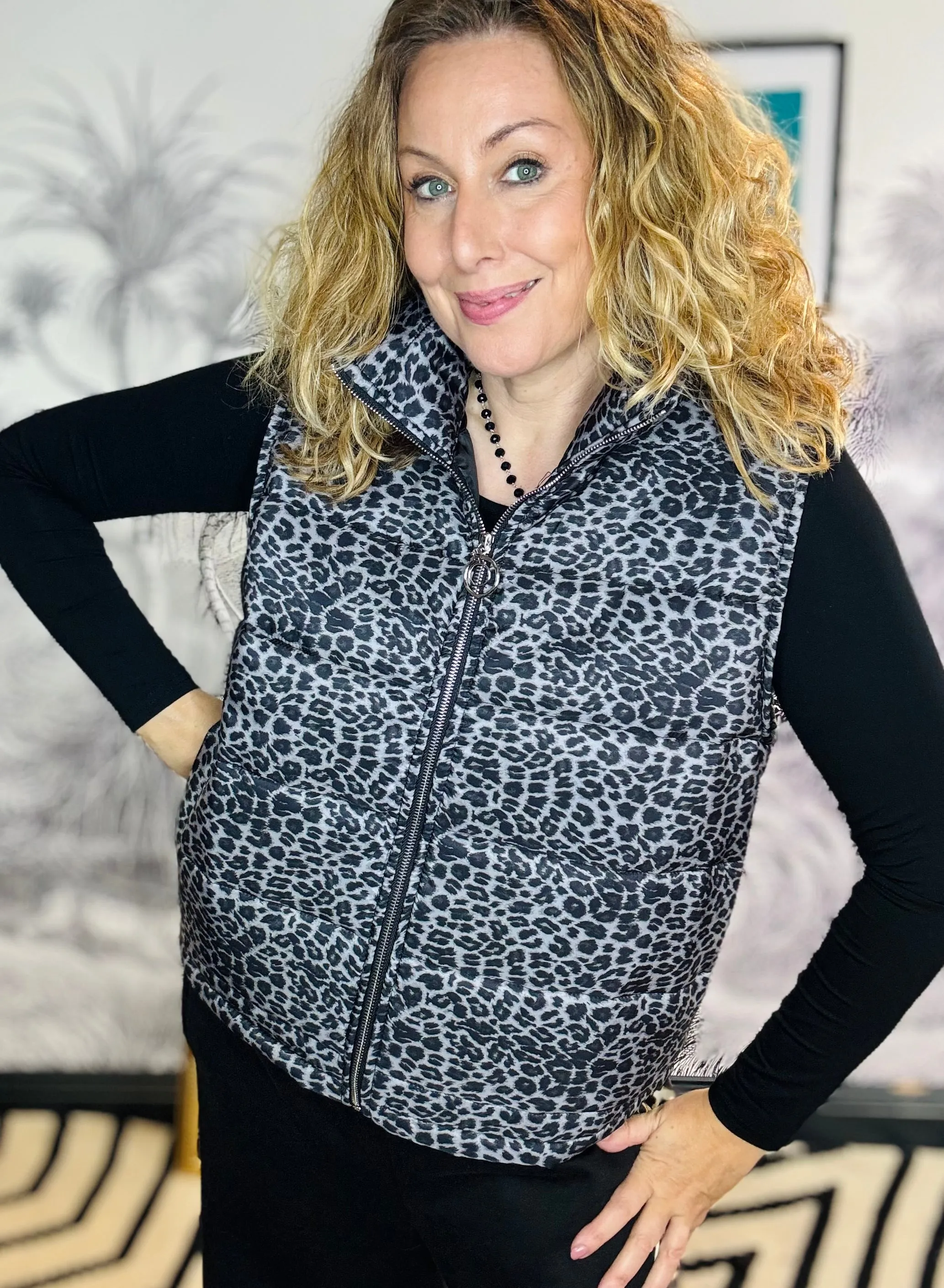 Lauren Leopard Puffer Gilet