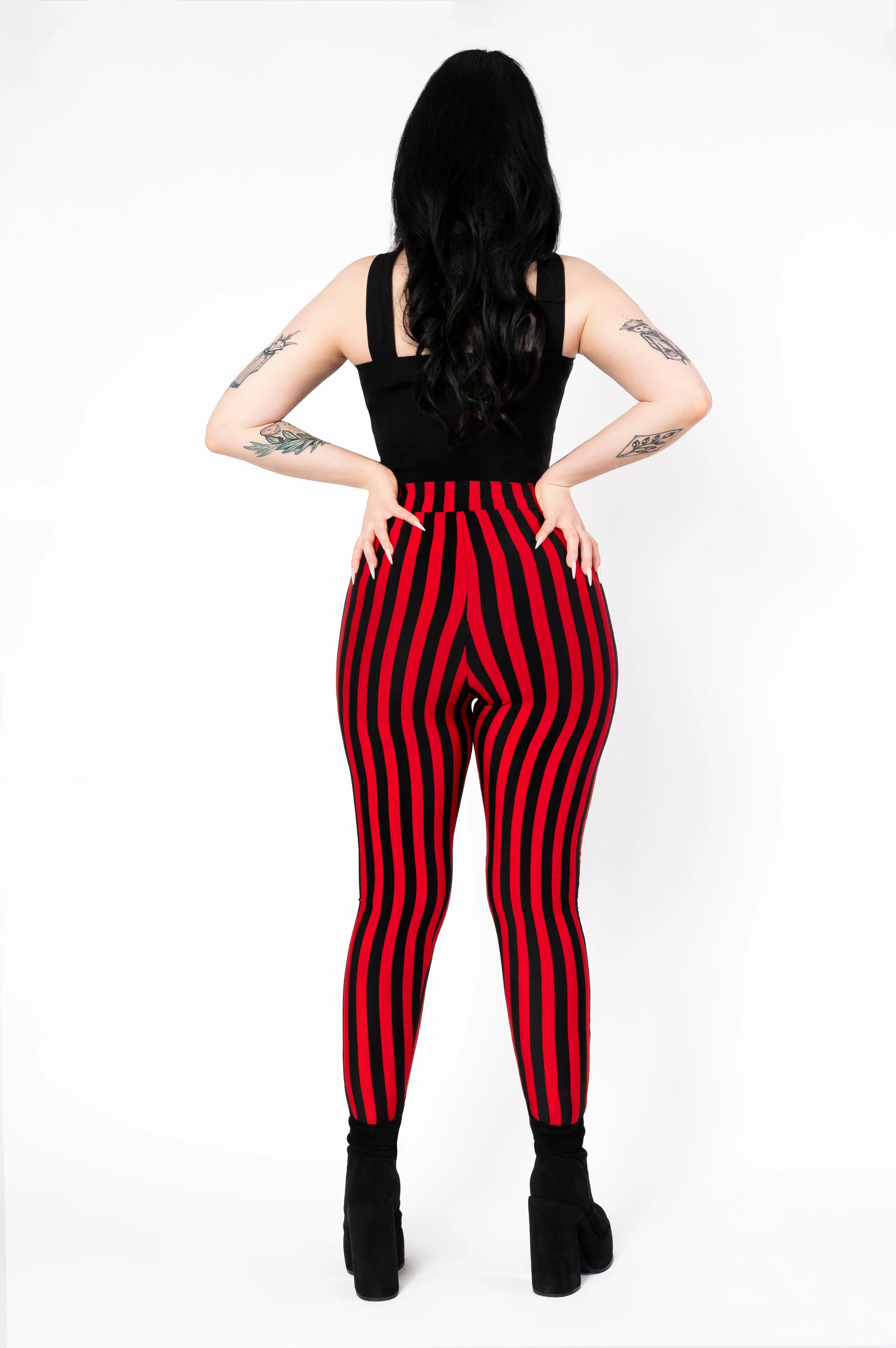 Leggings - black/red stripes