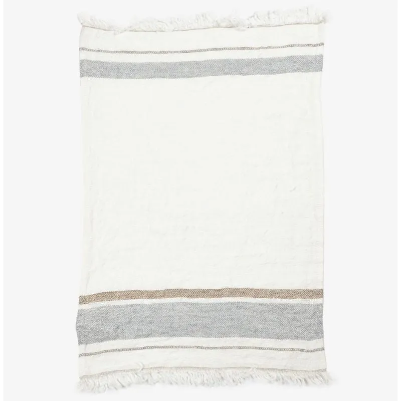 Libeco Belgian Linen Throw Towel - Oyster Stripe