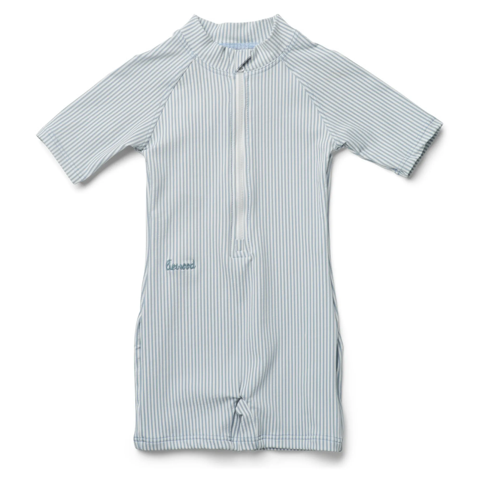 Liewood, Max Baby Swim Jumpsuit Seersucker Seablue White