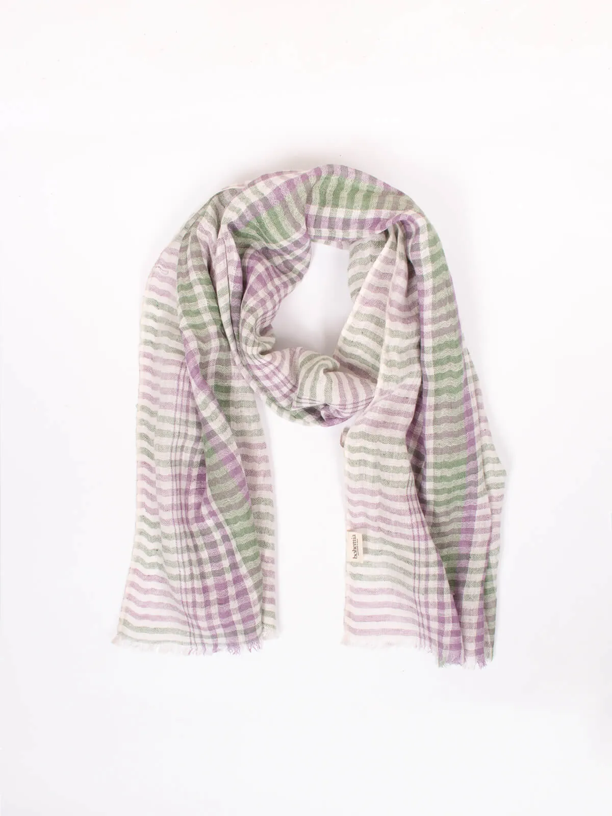 Linen Scarf, Sage and Lilac Check