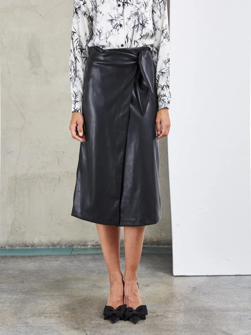 Livia Black Leather Skirt