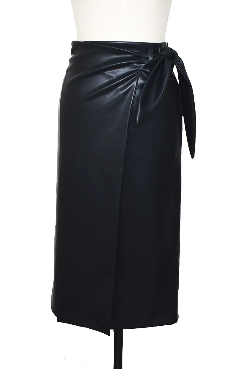 Livia Black Leather Skirt