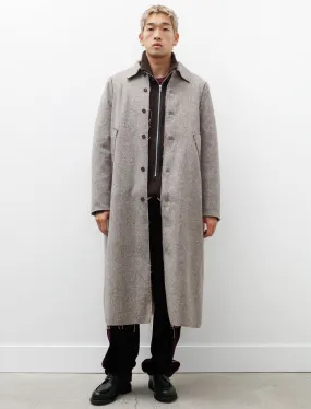 Long Gap Coat Wool Herringbone Brown