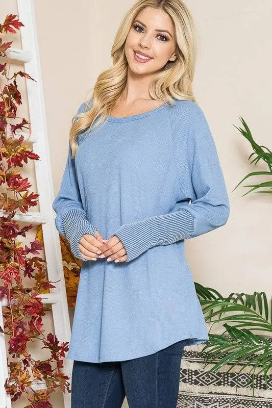 Long sleeved thumbhole knit tunic top