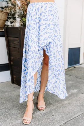 Make A Move Blue Leopard High Low Skirt