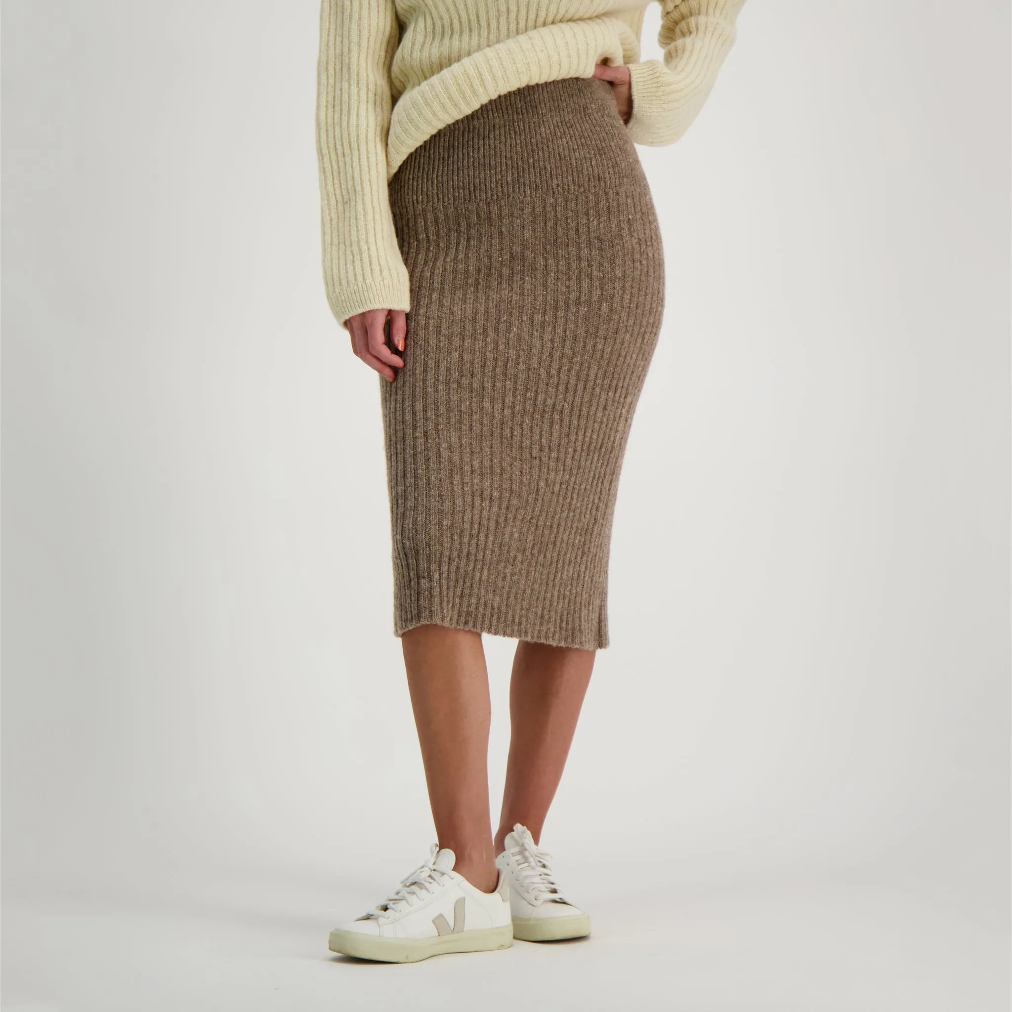 Marie Midi Skirt Beige