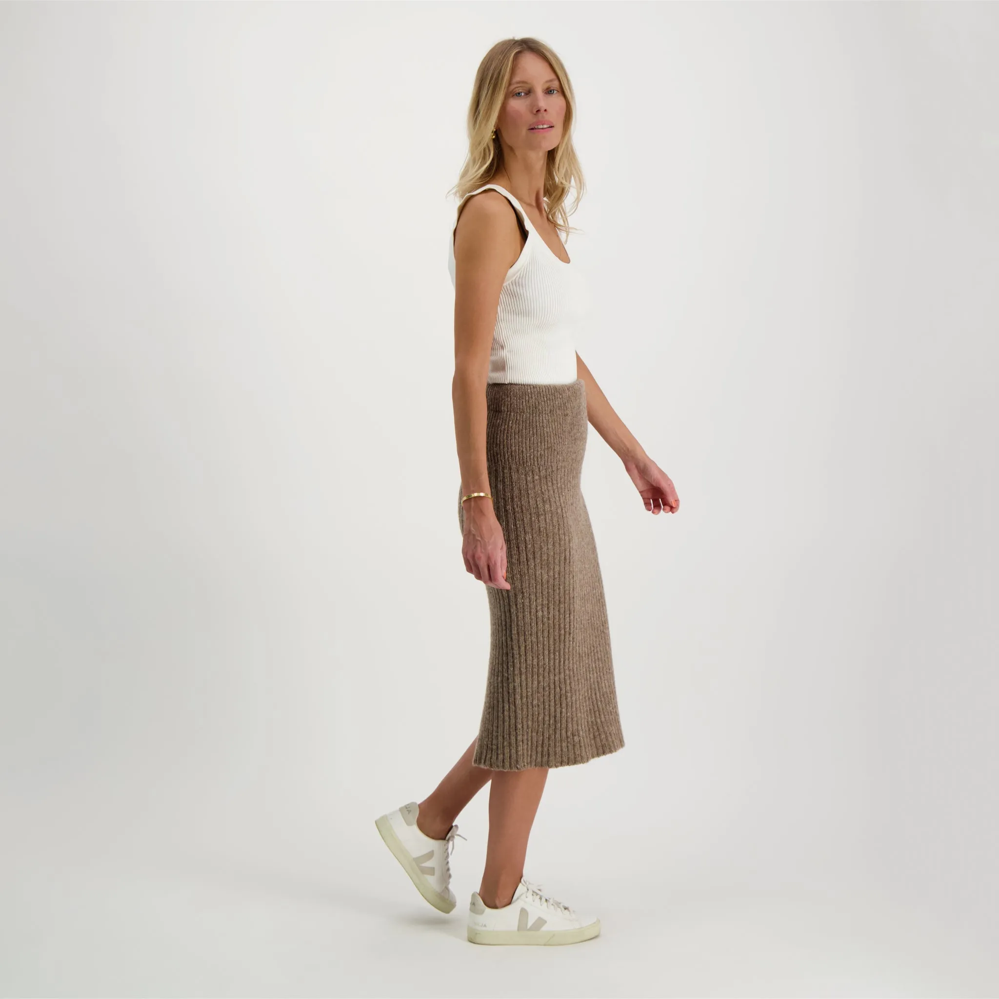 Marie Midi Skirt Beige