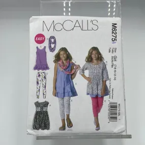 MCCALL'S Pattern, Girls' Dress, Scarf. Leggings (PMC6275A)