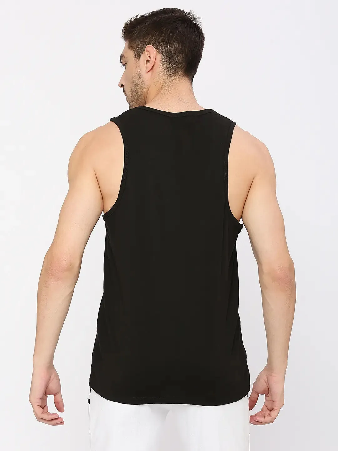 Men Premium Fashion Black Muscle Vest- Underjeans By Spykar